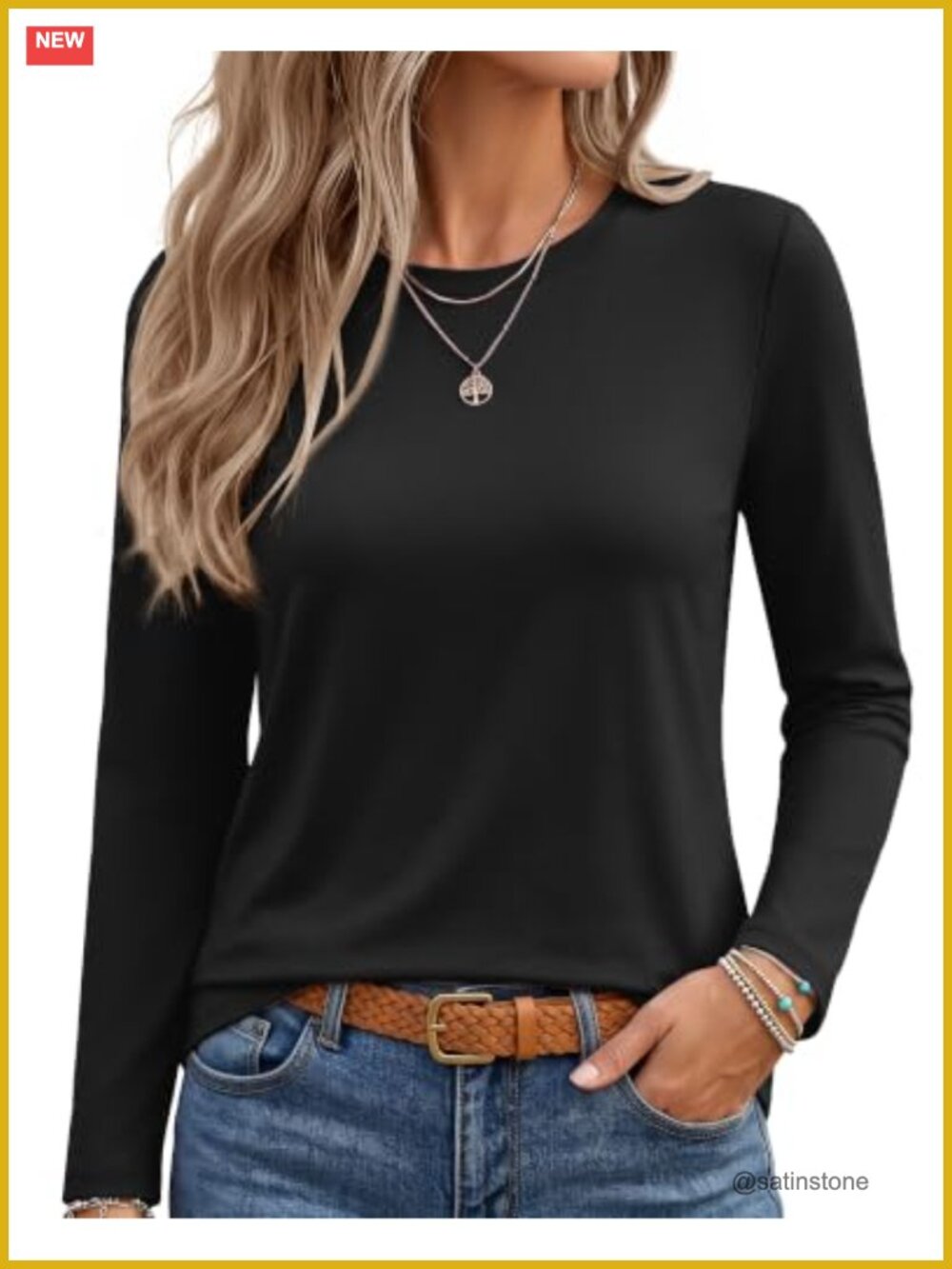 Women's Long Sleeve Crew Neck T-Shirt Casual Loungewear Top